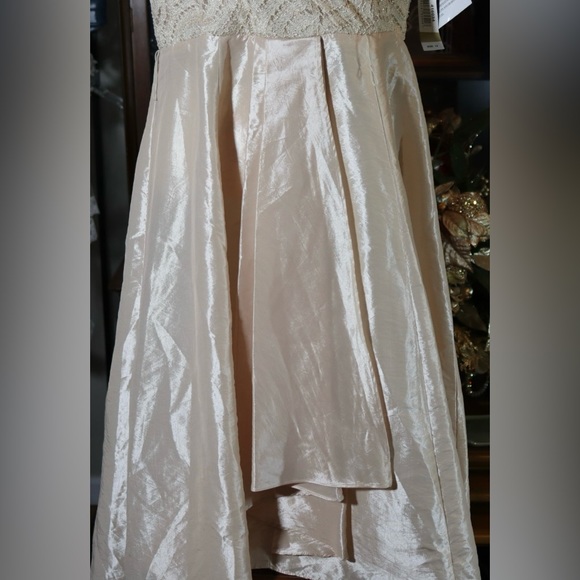 R&M Richards champagne colored hi-lo dress, size 12 - Picture 2 of 16